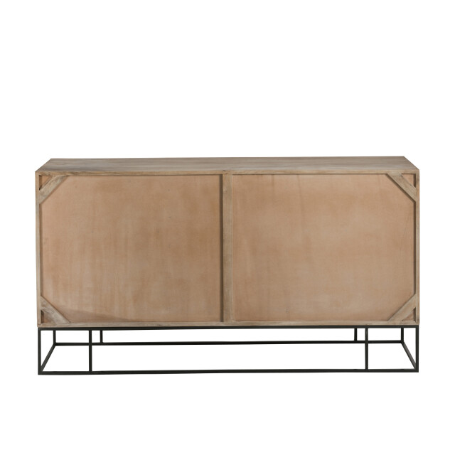 J-Line kast 3 schuifdeuren geweven riet mangohout 160.5x45x85.5cm 3013918 large