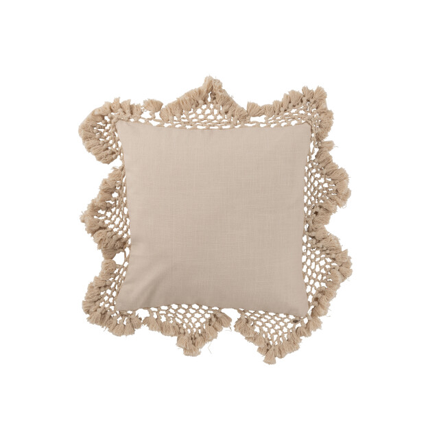J-Line kussen franjes katoen 62x62x10cm 3001405 large