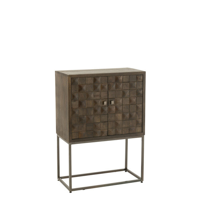 J-Line kast pino metaal/mangohout /grijs 76x40x122cm 3001779 large