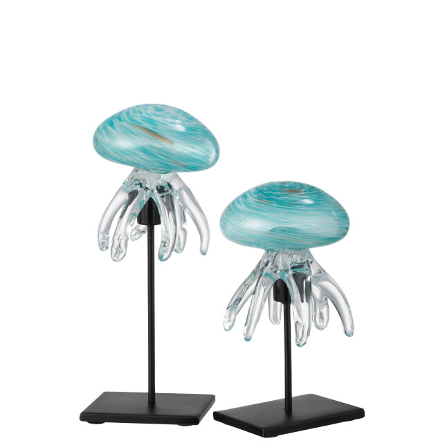 J-Line kwal op voet glas aqua large 10x10x25cm 3006785 large