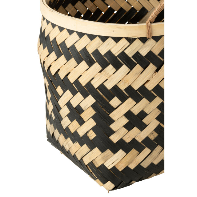 J-Line set van 3 mand patronen handvaten bamboe /zwart 41x41x39cm 3005063 large