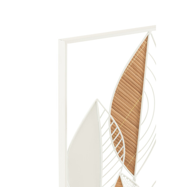 J-Line wanddecoratie bladeren metaal/bamboo mix small 30x75x2.5cm 3007853 large