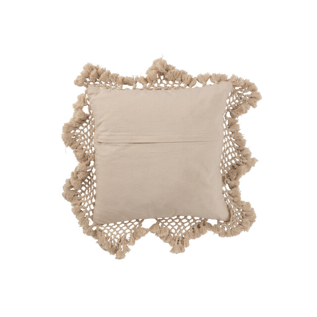J-Line kussen franjes katoen 62x62x10cm 3001405 large