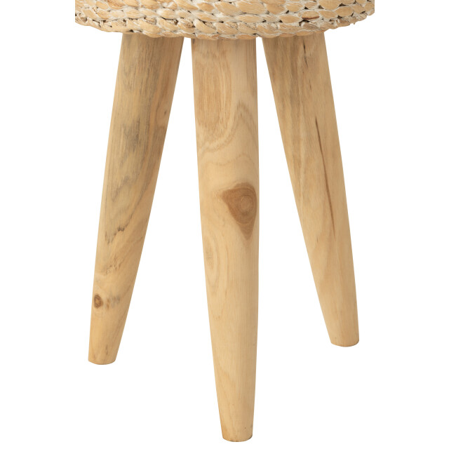 J-Line kruk rond teakhout/waterhyacint 30x30x40cm 3002141 large