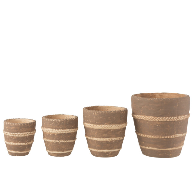 J-Line bloempot gevlochten terracotta extra large 23.5x23.5x24cm 3006660 large