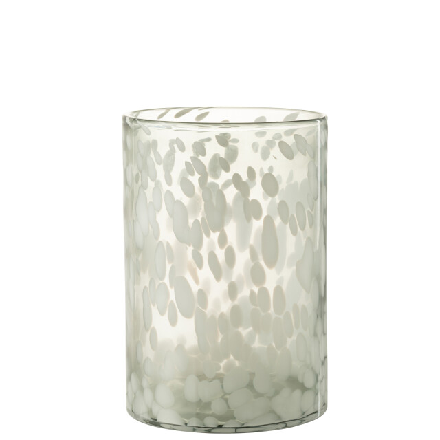 J-Line windlicht spikkel glas /wit large 19.5x19.5x30cm 3013691 large