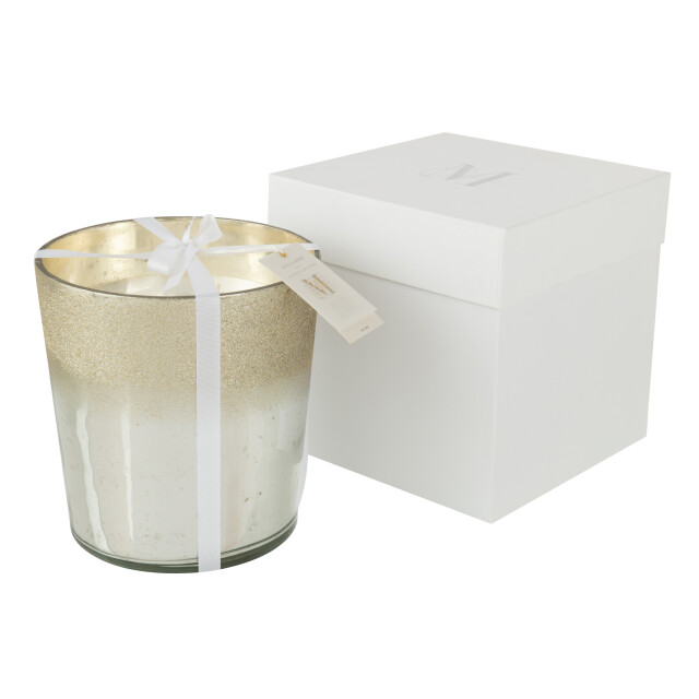 J-Line geurkaars m-chic glas zilver large 21x21x22cm 3066089 large