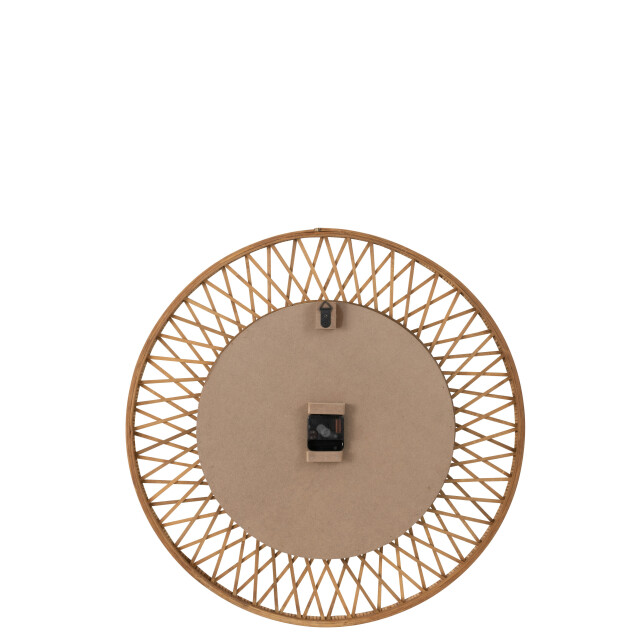 J-Line wandklok wonder rotan/multiplex natuur wit large 61.5x2.5x61.5cm 3009229 large