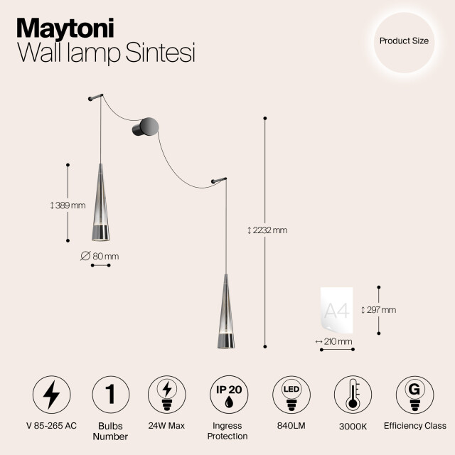 Maytoni wandlamp sintesi chroom 2994035 large