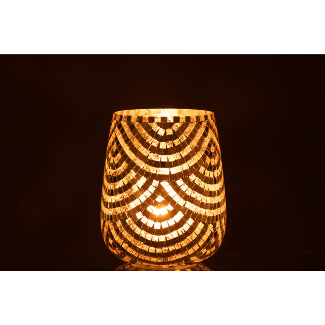 J-Line windlicht mozaiek glas zilver/goud extra large 17x17x21cm 3013724 large