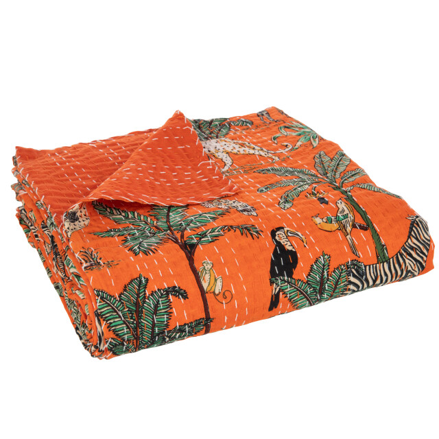 J-Line plaid/strand mat exotisch dieren/planten hechtingen katoen large 3002071 large