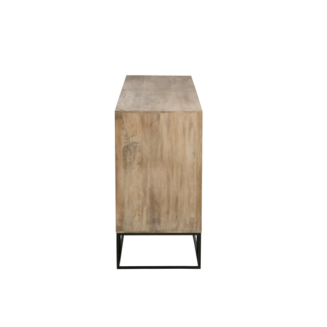 J-Line kast 3 schuifdeuren geweven riet mangohout 160.5x45x85.5cm 3013918 large
