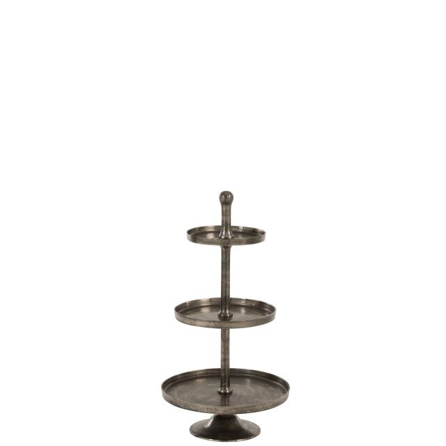 J-Line plateau op voet 3 niveaus rond aluminium antiek - 3013916 large