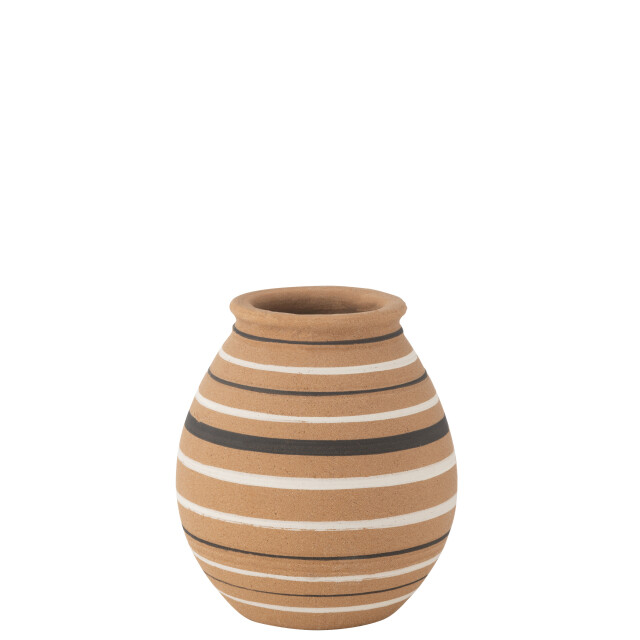 J-Line vaas tukano kruik strepen terra bruin/zwart/wit 20x20x23.5cm 2998795 large
