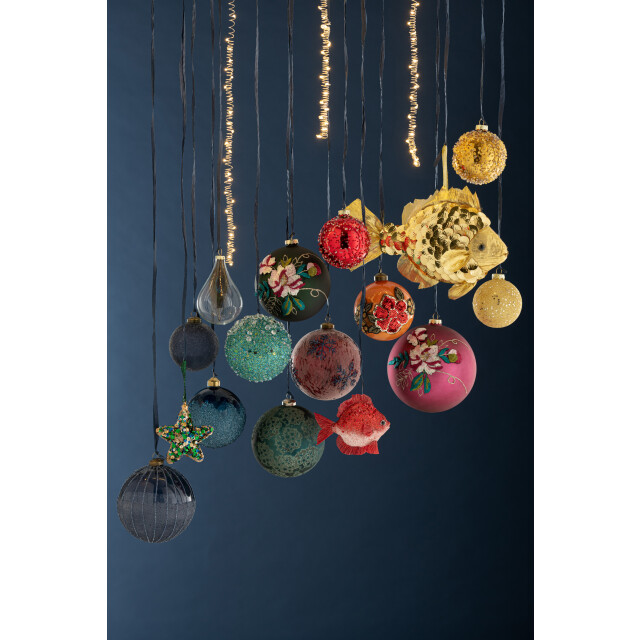 J-Line doos van 4 kerstballen glas mat antiek azuur large 28x28x13cm 3010926 large