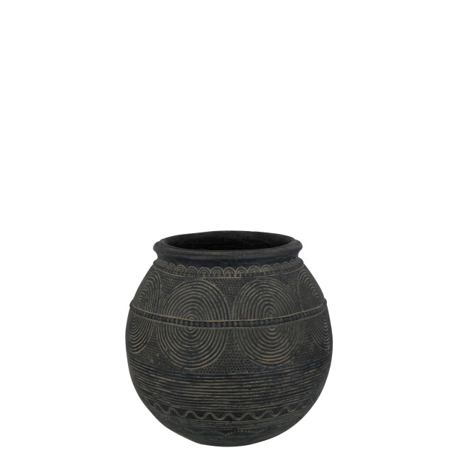 J-Line vaas kruik cirkel cement /bruin small 29.5x29.5x27.5cm 2998409 large