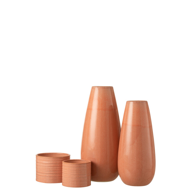 J-Line vaas effen rond keramiek pompelmoes large 22x22x48cm 2997000 large
