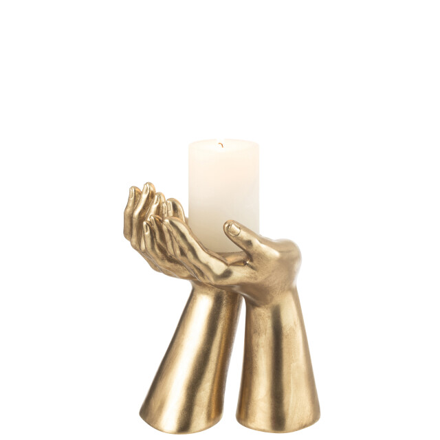 J-Line kandelaar handen resine goud 19x17.5x25cm 3065649 large