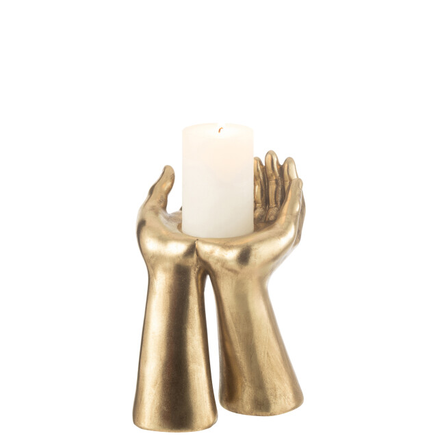J-Line kandelaar handen resine goud 19x17.5x25cm 3065649 large