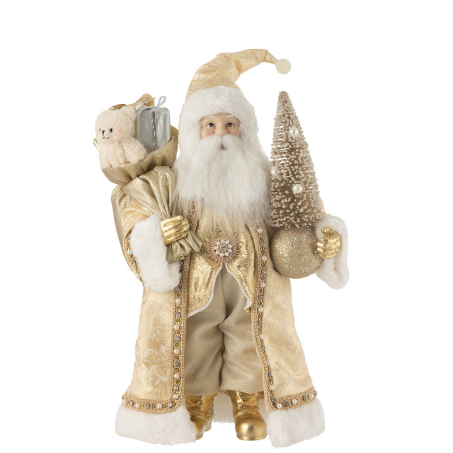 J-Line kerstman deco resine/textiel goud 31.5x24.5x50cm 3010231 large
