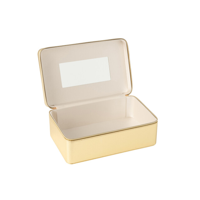 J-Line cosmetica doos rechthoek+spiegel kunstleder goud 30x19x12cm 3009743 large