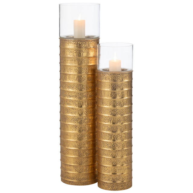 J-Line kaarshouder zuil metaal/glas goud large 24.5x24.5x108cm 3009722 large