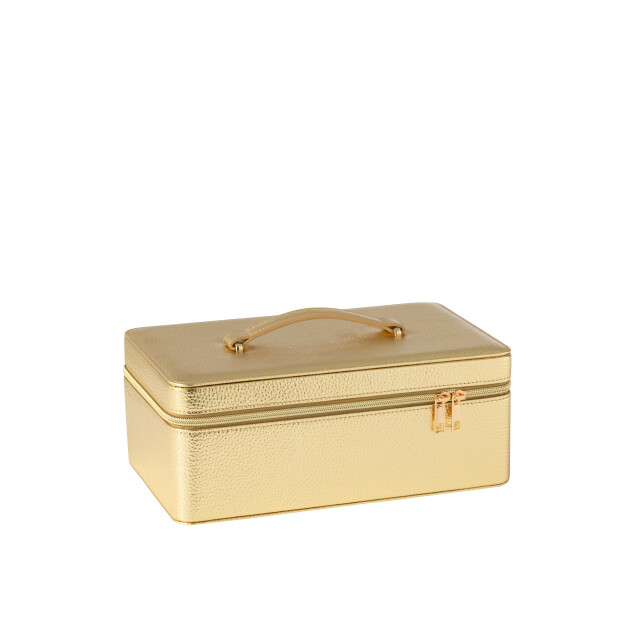 J-Line cosmetica doos rechthoek+spiegel kunstleder goud 30x19x12cm 3009743 large