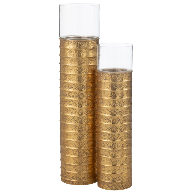 J-Line kaarshouder zuil metaal/glas goud large 24.5x24.5x108cm 3009722 large