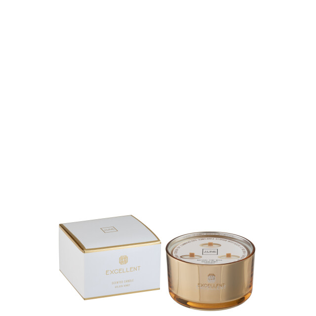 J-Line geurkaars excellent golden honey goud large-40uur 14x14x9.5cm 3015530 large
