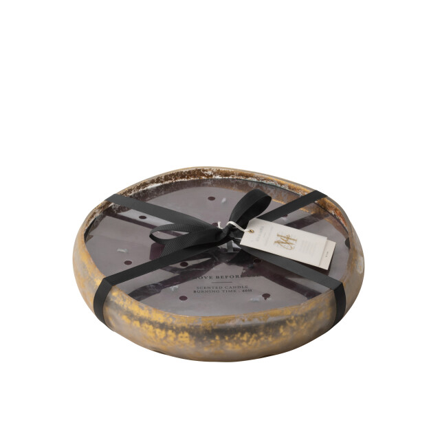 J-Line geurkaars m-chic glas goud/zwart large-40u 29x29x6cm 3015441 large