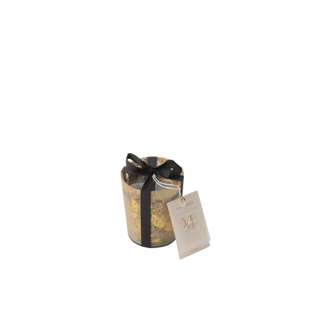 J-Line geurkaars m-chic glas goud/zwart small-48u 10x10x11.5cm 3015444 large