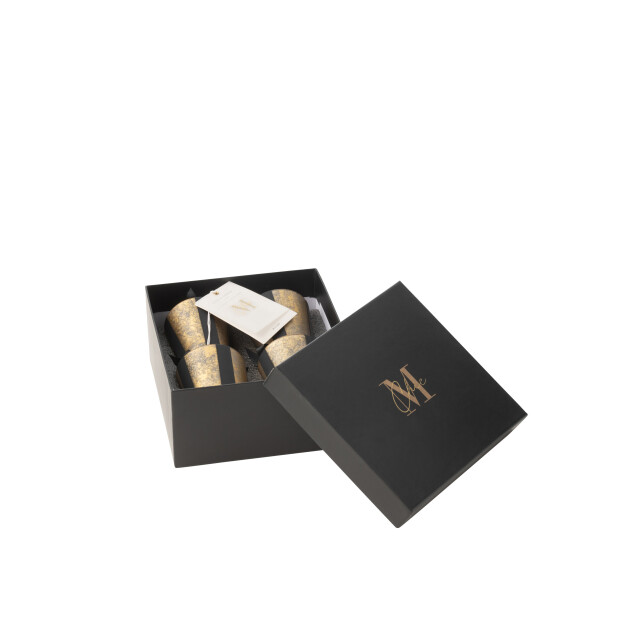 J-Line box van 4 geurkaarsen m-chic glas goud/zwart-20u 6.5x6.5x7.5cm 3015443 large