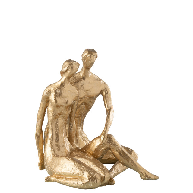 J-Line koppel zittend resine goud 29.5x29x35.5cm 3065766 large