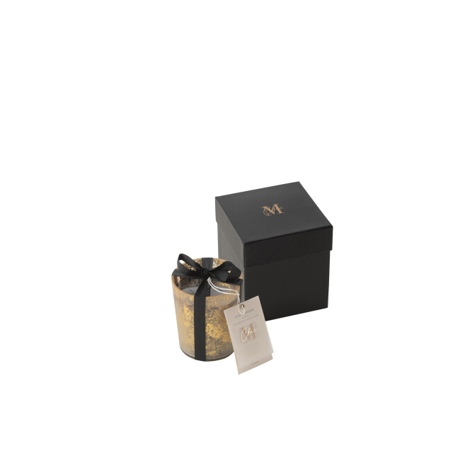J-Line geurkaars m-chic glas goud/zwart small-48u 10x10x11.5cm 3015444 large
