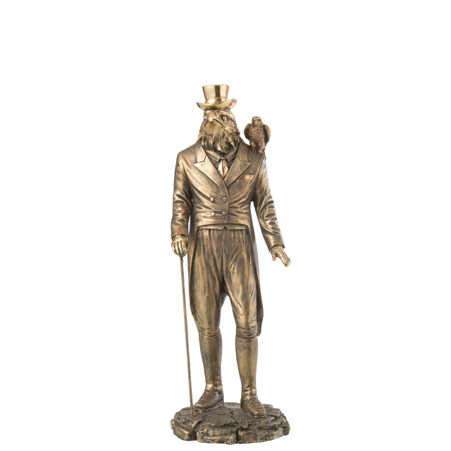 J-Line man vogel resin antiek goud 13x12.5x37.5cm 3009587 large