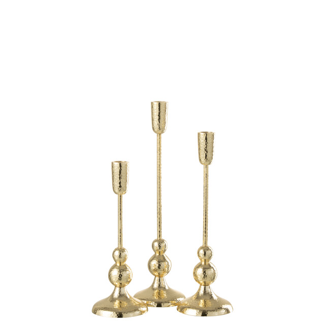 J-Line set van drie kandelaars grane aluminium goud 10x10x38cm 3065874 large