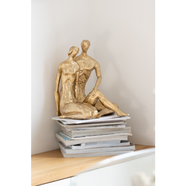 J-Line koppel zittend resine goud 29.5x29x35.5cm 3065766 large