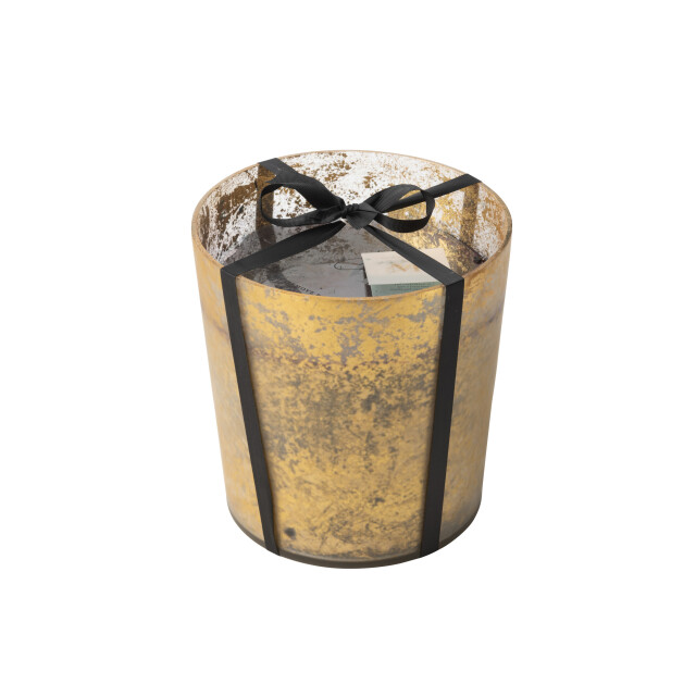 J-Line geurkaars m-chic glas goud/zwart large-140u 21x21x22cm 3015446 large