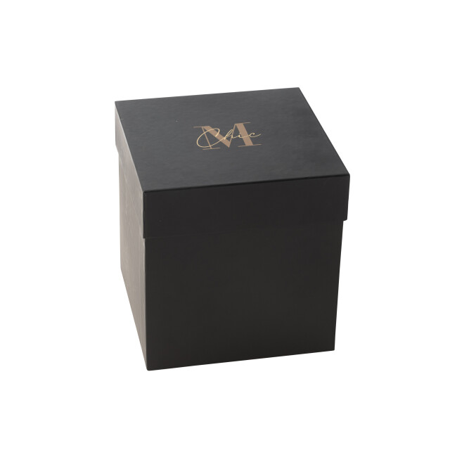 J-Line geurkaars m-chic glas goud/zwart large-140u 21x21x22cm 3015446 large