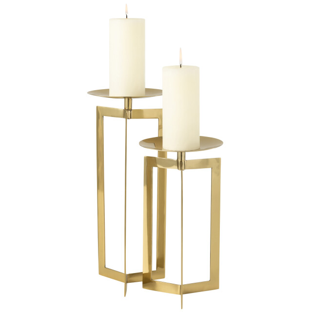 J-Line kaarshouder stainless steel goud large 16.5x16.5x38.5cm 3001621 large