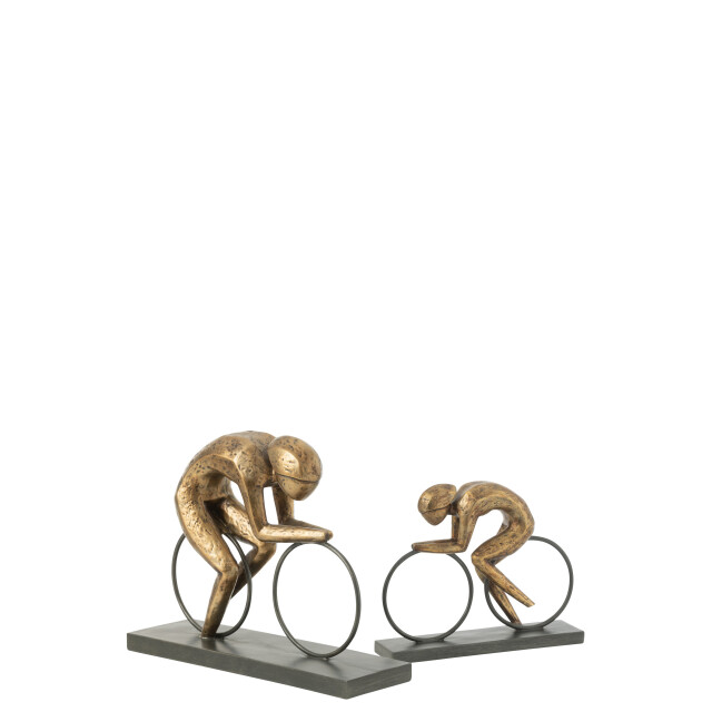 J-Line wielrenner op voet resine goud large 37.5x11x29.5cm 3008529 large
