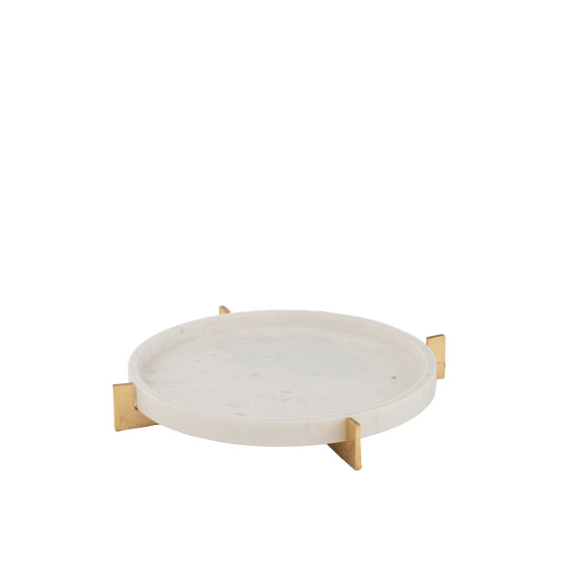 J-Line plateau marmer voet metaal grijs/champagne 43.5x43.5x6.5cm 3000941 large
