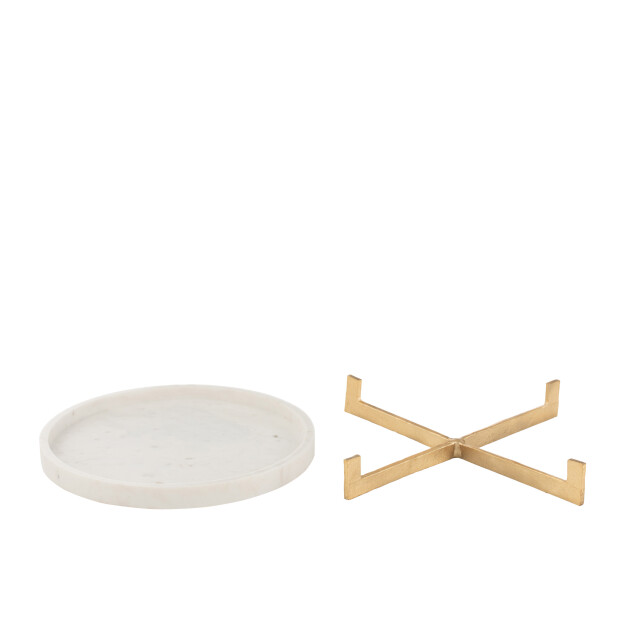 J-Line plateau marmer voet metaal grijs/champagne 43.5x43.5x6.5cm 3000941 large