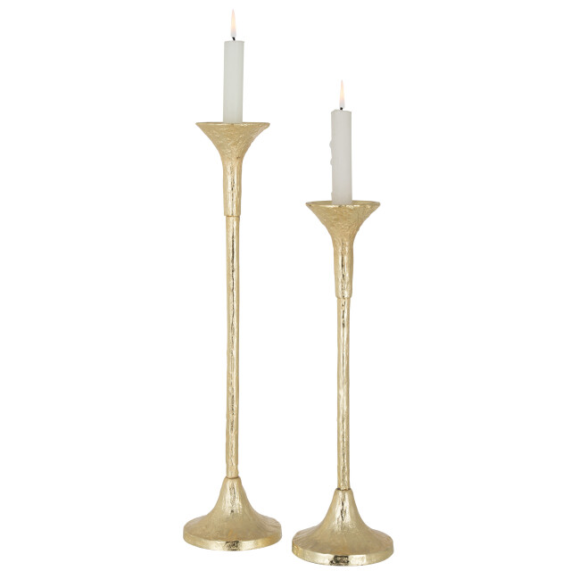 J-Line set van twee kandelaars marie aluminium mat goud 11.5x11.5x47cm 3066008 large