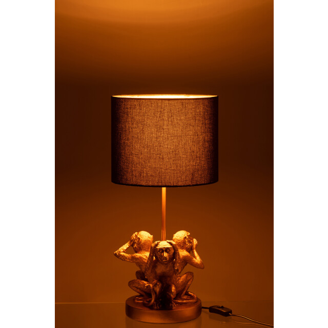 J-Line lamp tafel aap 3delen poly goud 25x25x53cm 3000837 large