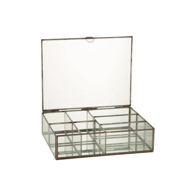 J-Line box glas/metaal brons large 38x28x9.5cm 3007579 large