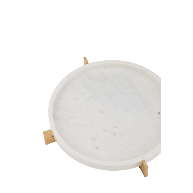 J-Line plateau marmer voet metaal grijs/champagne 43.5x43.5x6.5cm 3000941 large