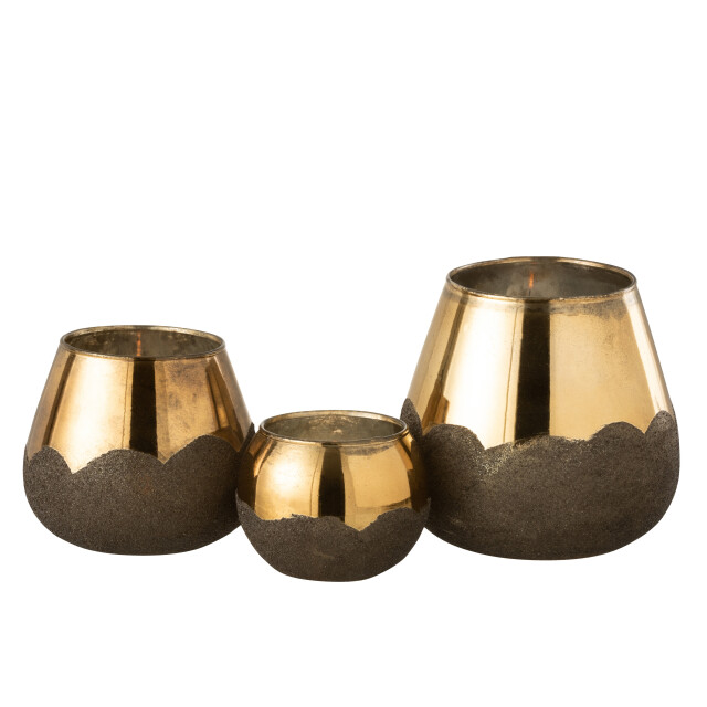 J-Line windlicht nevada glas goud large 18x18x19cm 3013649 large