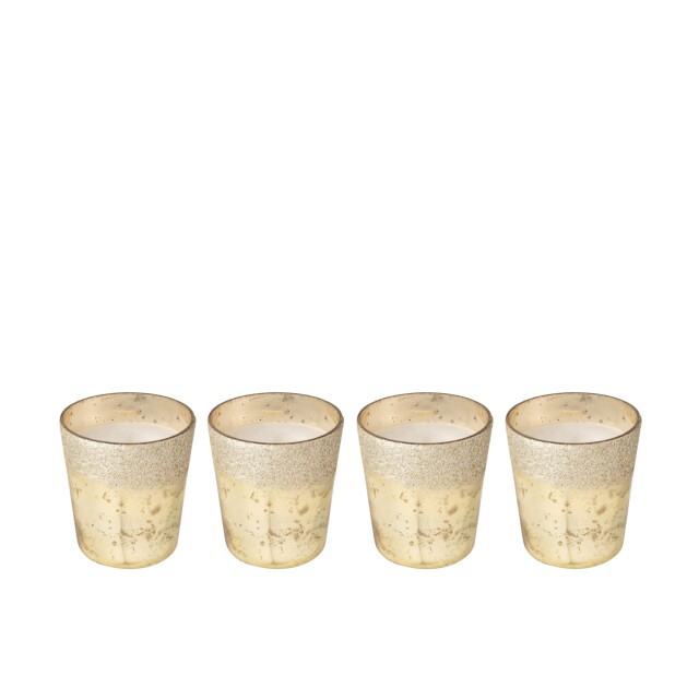 J-Line doos 4 geurkaars m-chic glas goud-21u 6.5x6.5x7.5cm 3066096 large