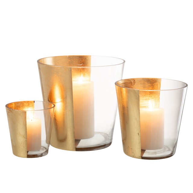 J-Line windlicht boe glas transparant/goud large 23x23x23cm 3013751 large